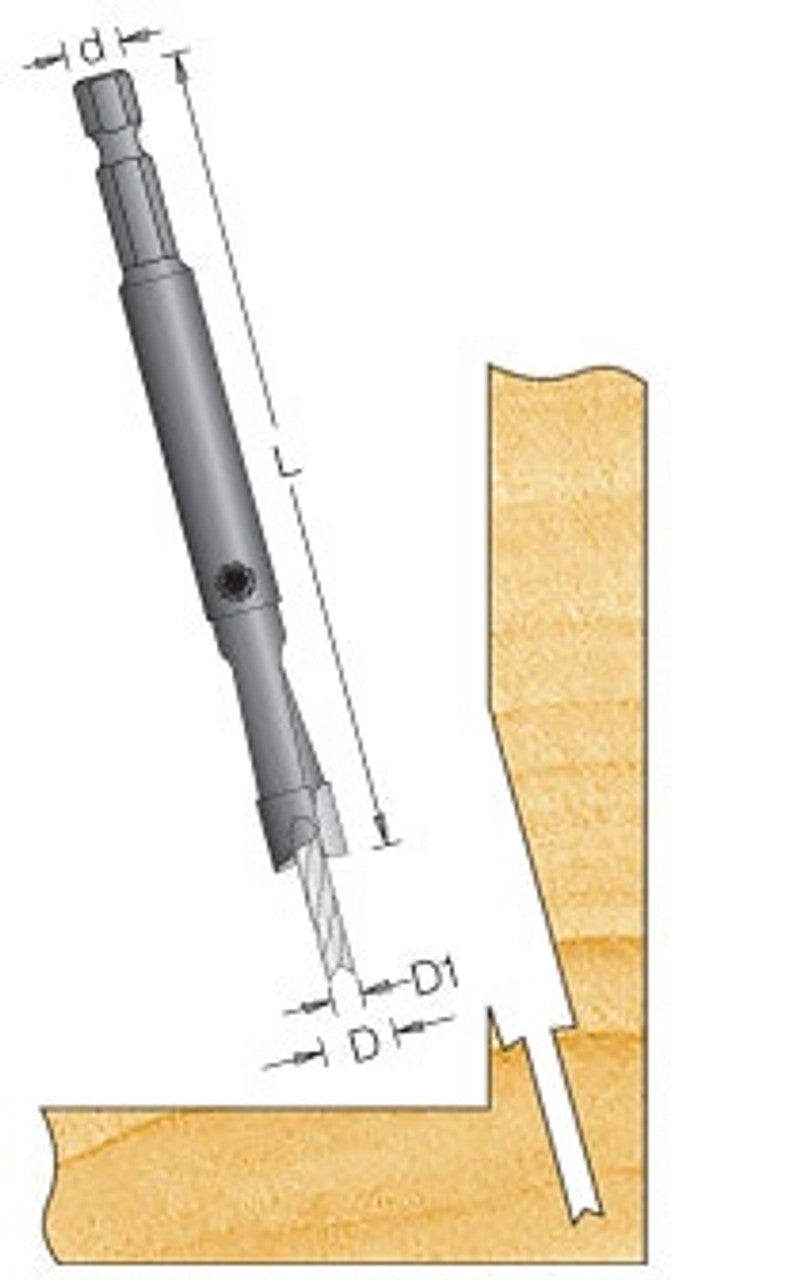 Timberline 608-160 Carbide Tipped Counterbore #1 for Face Frame Machines with 1/4 Hex SHK  (608-160) Timberline 608-160 Carbide Tipped Counterbore #1 for Face Frame Machines with 1/4 Hex SHK  (608-160)